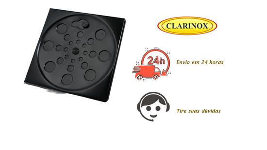 Kit 2 Ralos Grelha Black Preto 15x15 Quadrado Com Caixilho Fecho Sistema Abre e Fecha Para Banheiro - 8