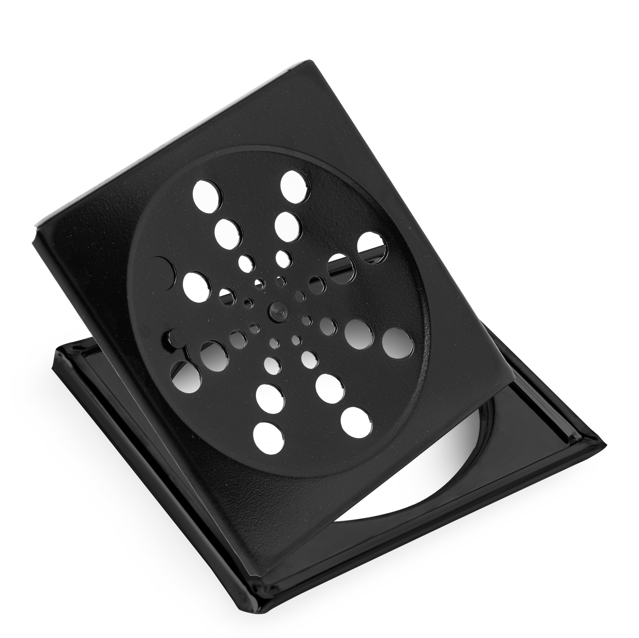 Kit 2 Ralos Grelha Black Preto 15x15 Quadrado Com Caixilho Fecho Sistema Abre e Fecha Para Banheiro - 2