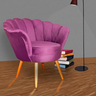 Poltrona Decorativa Pétala de Flor Veludo Roxo - 3