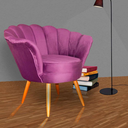 Ver imagem 3 de Poltrona Decorativa Pétala de Flor Veludo Roxo