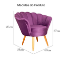 Ver imagem 4 de Poltrona Decorativa Pétala de Flor Veludo Roxo