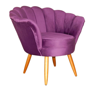 Poltrona Decorativa Pétala de Flor Veludo Roxo