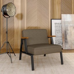 Poltrona Decorativa Coimbra Preto/cinamomo/capuccino - Móveis Arapongas Preto Fosco/cin/suede - 2