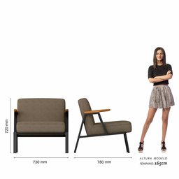 Poltrona Decorativa Coimbra Preto/cinamomo/capuccino - Móveis Arapongas Preto Fosco/cin/suede - 5