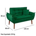 Ver imagem 4 de Kit Poltrona Decorativa Namoradeira 2 Puffs Quadrado e 2 Almofadas Suede - Lm Decor Verde