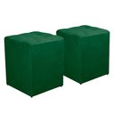 Ver imagem 3 de Kit Poltrona Decorativa Namoradeira 2 Puffs Quadrado e 2 Almofadas Suede - Lm Decor Verde