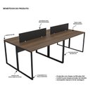 Ver imagem 4 de Estação Trabalho Mesa Industrial 4 Lugares Office Netmobil - Nogal/preto