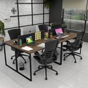 Ver imagem 2 de Estação Trabalho Mesa Industrial 4 Lugares Office Netmobil - Nogal/preto