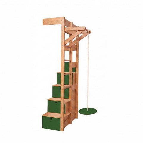Kit Escada Baú e Playgroung Direito Climb Casatema MadeiraOriginals Verde/Madeira Natural