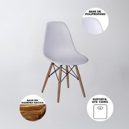Sala de Jantar Mesa com 4 Cadeiras Brancas Eames Wood 110cm - 3