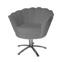 Ver imagem 1 de Poltrona Decorativa Pétala Base Giratória Metal Suede Cinza Ms Decor