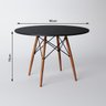 Mesa de Jantar com 4 Cadeiras Pretas Eames 90cm Base Madeira Tampo Preto - Up Home - 4