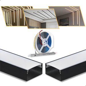 Kit Perfil Led Sobrepor 20x10mm + Fita 240leds + Fonte 5a | Alumínio 2m | Iluminação Residencial/com