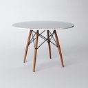 Ver imagem 1 de Mesa de Jantar Redonda Eiffel Eames 110cm Tampo Madeira Branco - Up Home