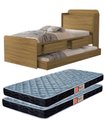 Ver imagem 1 de Cama Solteiro Tamires 2 Gavetas Bau com Cama Auxiliar Nature + 2 Colchão D20