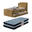 Ver imagem 1 de Cama Solteiro Tamires 2 Gavetas Bau com Cama Auxiliar Nature + 2 Colchão D20