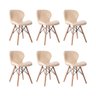 Kit 06 Cadeiras Estofada Jantar Charles Eames Eiffel Slim Wood Confort Creme - 1