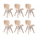 Ver imagem 1 de Kit 06 Cadeiras Estofada Jantar Charles Eames Eiffel Slim Wood Confort Creme