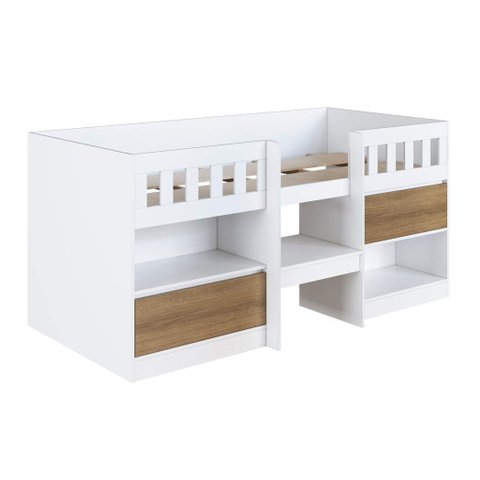 Cama Alta de Solteiro Multifuncional sem Colchão Ci6080 Linha Ilha Bela Art In Móveis