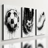 Kit 3 Quadro Decorativo Futebol Jogador Menino Bola Quarto Qualidade Premium Luxo 40x28cm - 1