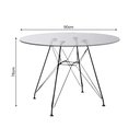 Ver imagem 4 de Conjunto Mesa Jantar Eames Eiffel 90cm Redonda Vidro com 4 Cadeiras Pretas Base Ferro Preto