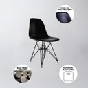 Ver imagem 3 de Conjunto Mesa Jantar Eames Eiffel 90cm Redonda Vidro com 4 Cadeiras Pretas Base Ferro Preto