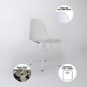 Ver imagem 3 de Sala de Jantar Mesa Eames Redonda Vidro 90cm Base Ferro Branco com 4 Cadeiras Brancas