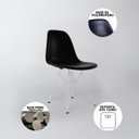 Ver imagem 3 de Sala de Jantar Mesa Eames Redonda Vidro 90cm Base Ferro Branco com 4 Cadeiras Pretas