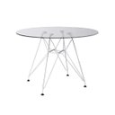 Ver imagem 1 de Mesa Jantar de Vidro Redonda 90cm com Ferro Branco - Up Home