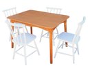 Ver imagem 2 de Jogo de Jantar Colonial Brisa Mesa 110x80 Cm Mel + 04 Cadeiras Branca Rustico