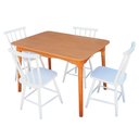 Ver imagem 2 de Jogo de Jantar Colonial Brisa Mesa 110x80 Cm Mel + 04 Cadeiras Branca Rustico