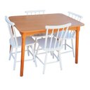 Ver imagem 5 de Jogo de Jantar Colonial Brisa Mesa 110x80 Cm Mel + 04 Cadeiras Branca Rustico