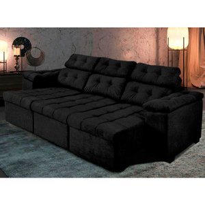 Sofá Itália 2,10 M Retrátil Reclinável Suede Preto – Sofá na Web