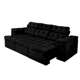 Sofá Itália 2,10 M Retrátil Reclinável Suede Preto – Sofá na Web - 2