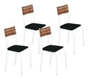 Ver imagem 1 de Kit 4 Cadeiras Atlanta Corino Preto e Rattan Carvalho Tubo Branco