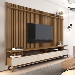 Rack com Painel para Tv 86 Polegadas Pés em Madeira Maciça Vivare - 1