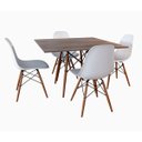 Ver imagem 1 de Mesa de Jantar Quadrada Amêndoa Eames Eiffel 90cm com 4 Cadeiras Brancas