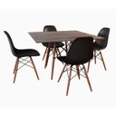 Ver imagem 1 de Mesa de Jantar Eames Eiffel Amêndoa Quadrada 90cm com 4 Cadeiras Pretas