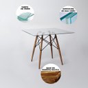 Ver imagem 2 de Conjunto Sala de Jantar Mesa Eames Eiffel Quadrada Vidro 90cm 4 Cadeiras Pretas