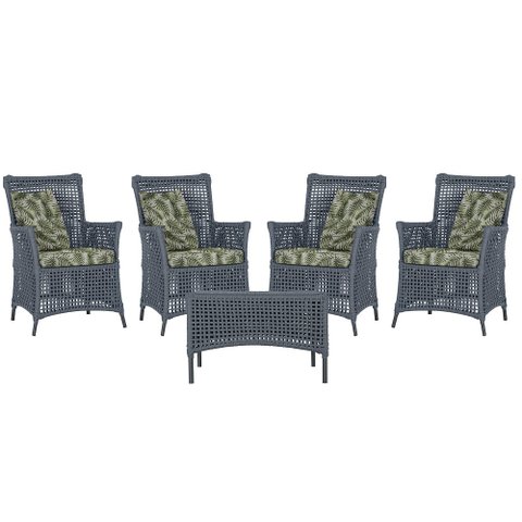 4 Poltronas e 1 Mesa Igapó em Alumínio Pintura Preta Corda Náutica Estofado 5