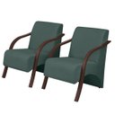 Ver imagem 1 de Kit 2 Poltronas Decorativas Vênus 1 Lugar Braço Pé Madeira D Salla Suede Verde