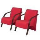 Ver imagem 1 de Kit 2 Poltronas Decorativas Vênus 1 Lugar Braço Pé Madeira D Salla Suede Vermelho