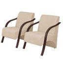 Ver imagem 1 de Kit 2 Poltronas Decorativas Vênus 1 Lugar Braço Pé Madeira D Salla Suede Bege