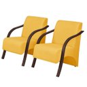 Ver imagem 1 de Kit 2 Poltronas Decorativas Vênus 1 Lugar Braço Pé Madeira D Salla Suede Amarelo