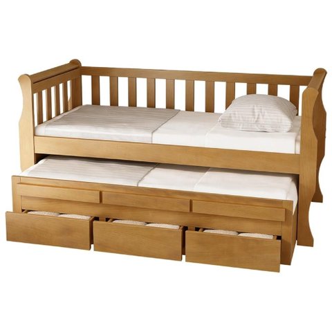 Cama Solteiro com Auxiliar 188x88cm 3 Gavetas Klaris Imbuia B11 - Mpozenato
