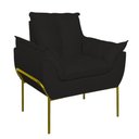 Ver imagem 1 de Poltrona Sofá Luxo Base Metal Dourada Recepção Escritório Preto