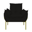 Ver imagem 3 de Poltrona Sofá Luxo Base Metal Dourada Recepção Escritório Preto