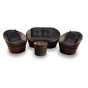 Ver imagem 1 de Conjunto de Sofá Fibra Sintética Bola - 1 Sofá 2 L + 2 Poltronas + 1 Mesa Centro - Tecido Duna Preto