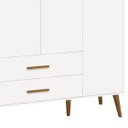Ver imagem 4 de Guarda-roupa Isis Infantil Retrô 4 Portas 2 Gavetas Pés Madeira para Quarto Bebe - Branco Fosco
