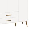 Guarda-roupa Isis Infantil Retrô 4 Portas 2 Gavetas Pés Madeira para Quarto Bebe - Branco Fosco - 4